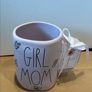 Rae Dunn Pink "GIRL MOM" Ceramic Mug with Butterfly Accents